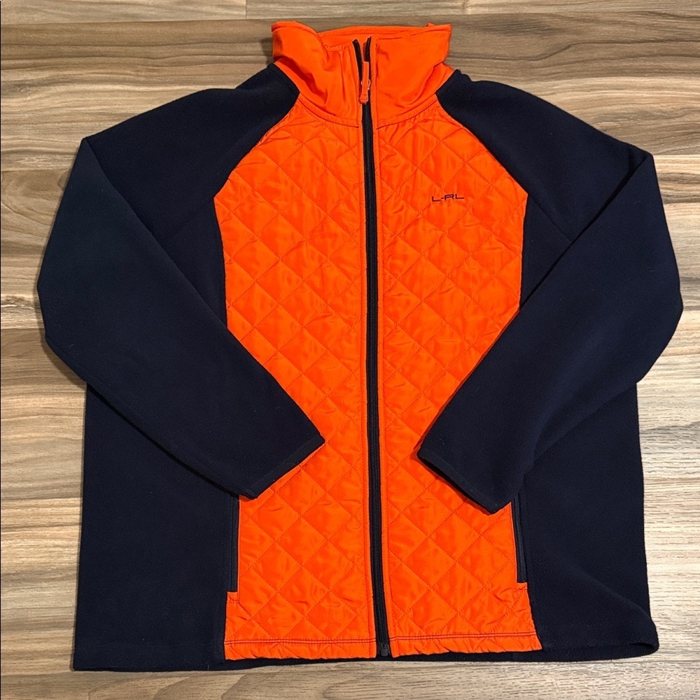 Ralph Lauren LRL Lauren Active Jacket Women’s Sz. 1X Orange Navy Quilted Fleece